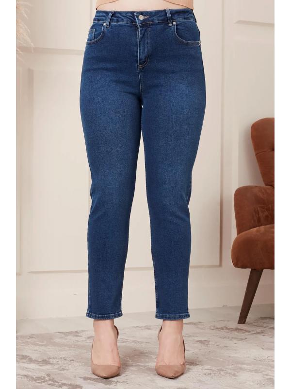 Büyük Beden Mom Jeans Lacivert Pantolon