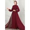 Drape Detaylı Taşlı Abiye 5940AB368 Bordo