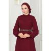 Drape Detaylı Taşlı Abiye 5940AB368 Bordo