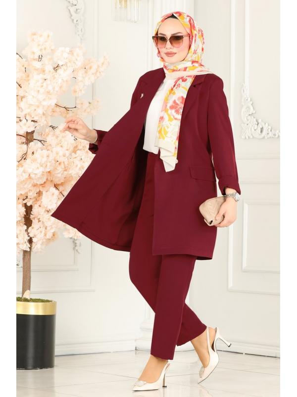 Blazer Ceketli Dabıl Takım 5795AB368 Bordo