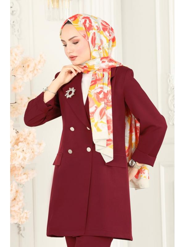 Blazer Ceketli Dabıl Takım 5795AB368 Bordo