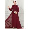 Drape Detaylı Taşlı Abiye 5940AB368 Bordo