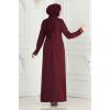 Drape Taş Detaylı Abiye 2529SL432 Bordo