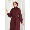 Drape Taş Detaylı Abiye 2527SL432 Bordo