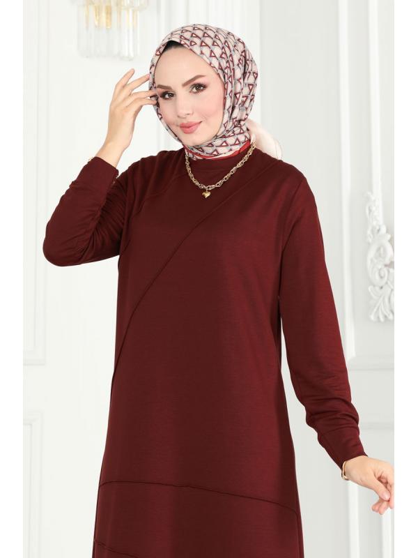 Biye Detaylı Tesettür Tunik 2673AYD574 Bordo