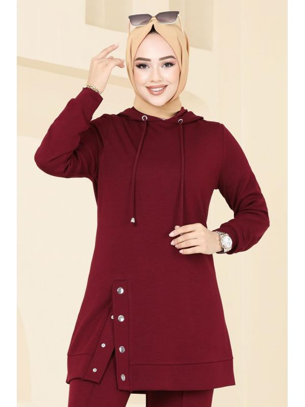 Yanı Çıtçıtlı Oyso Kumaş Takım 2549SL432 Bordo