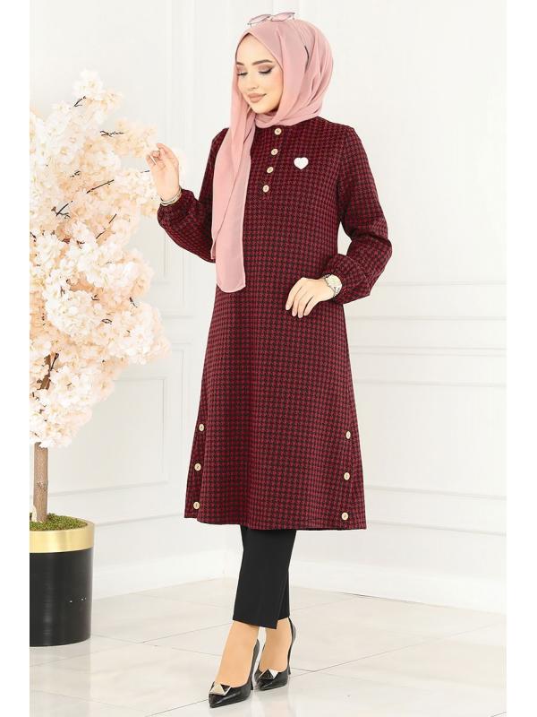 Kazayağı Desenli Kışlık Tunik 2502SL432 Bordo