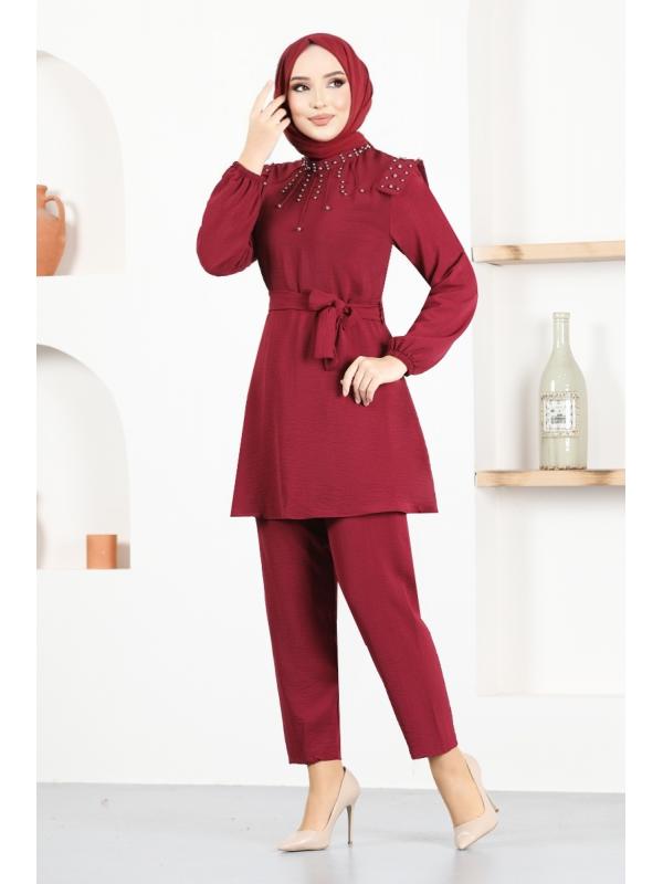 Taşlı Kombin ASN116 Bordo