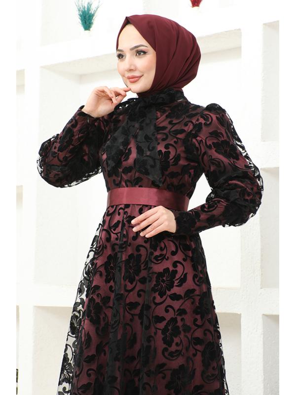 Tül Abiye ASM2679 Bordo