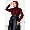 Flok Baskılı Abiye ASM2709 Bordo