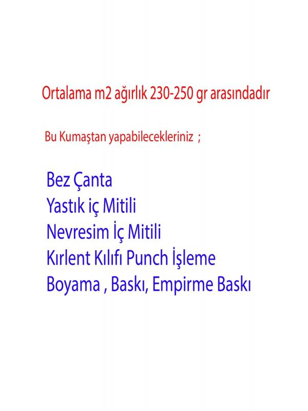 Punch Uygun Naturel Doğal Ham Kumaş Bez Krem Baskıya Dikişe Hazır Eni 210 Cm Beyaz