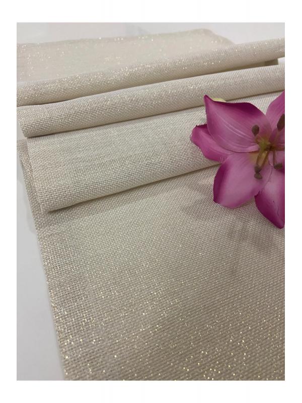 Keten Görünümlü Simli Linen Gold Runner 40 x 160