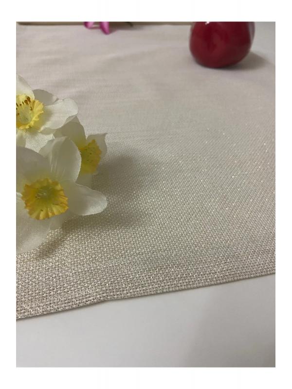 Keten Görünümlü Simli Linen Gold Runner 40 x 160