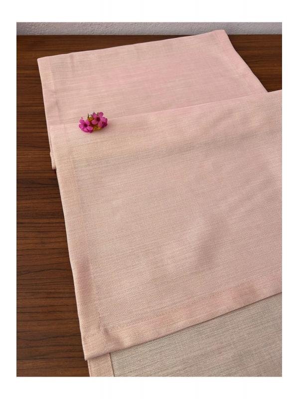 Keten Görünümlü Simli Linen Pudra Runner 40 x 160