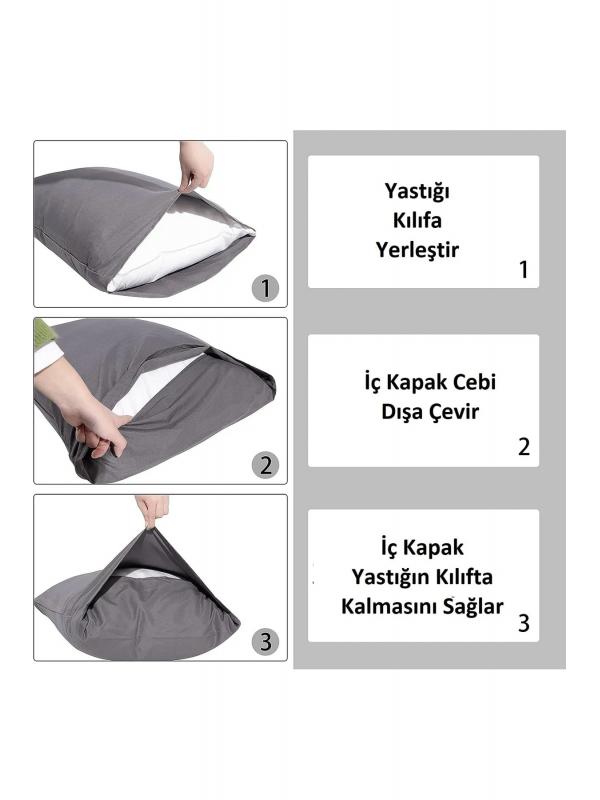 %100 Pamuklu 50x70 Yastık Kılıfı Pillow Case 3lü Paket