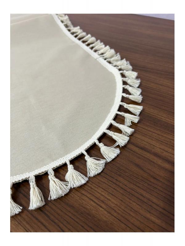 Püskül Detaylı Oval Keten Runner 40x150