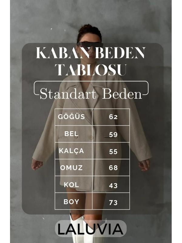 Kahve 1. Sınıf Kalite Balık Sırtı Oversize Kaşe Kaban