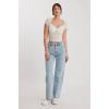 Straight Fit Wide Leg Jean