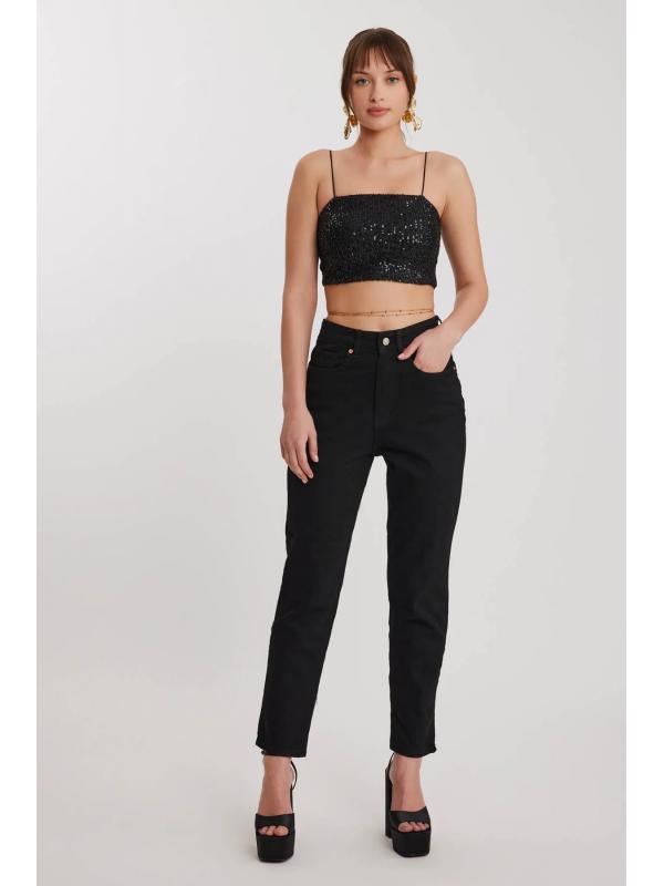 İp Askılı Pullu Crop Bluz