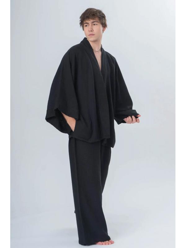 2 Katlı Siyah Müslin Kimono