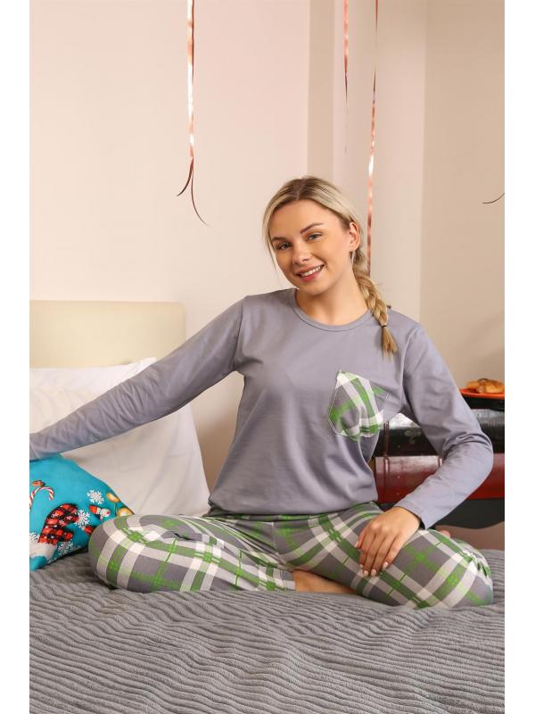 Akbeniz Kadın Uzun Kol Penye Pijama Takım 4199