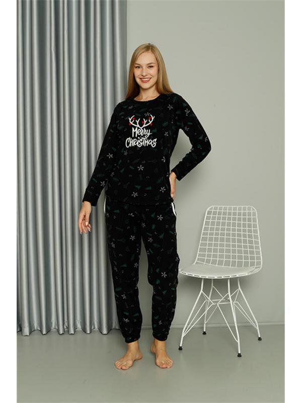 Akbeniz Merry Christmas Welsoft Polar Kadın Pijama Takımı 8514