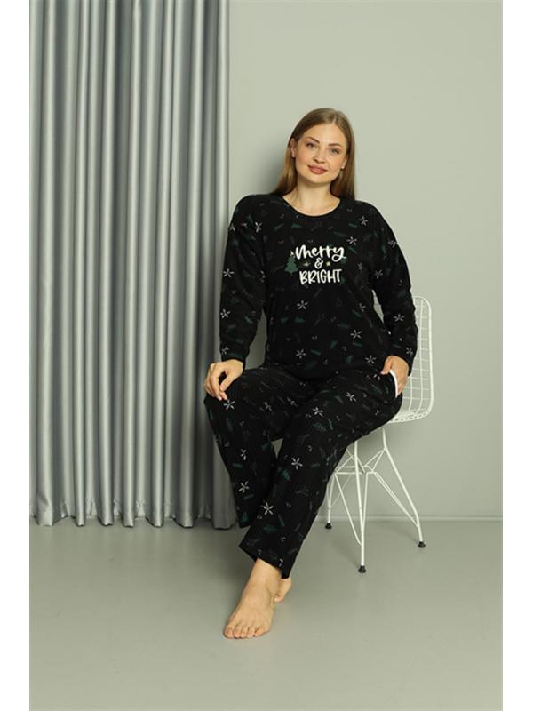 Akbeniz Welsoft Polar Kadın Büyük Beden Pijama Takımı 808043