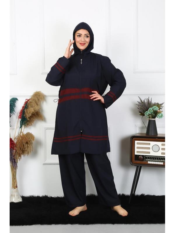 Akbeniz Büyük Beden Tesettür Mayo 7XL-8XL-9XL-10XL Lacivert 55010