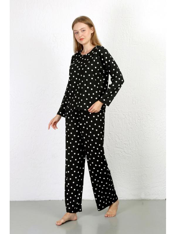 Akbeniz Kadın Bürümcük Kumaş Pijama Takım Siyah 4234