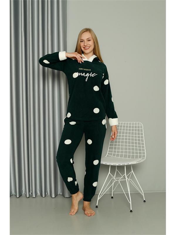 Akbeniz Welsoft Polar Kadın Kapşonlu Pijama Takımı 8512