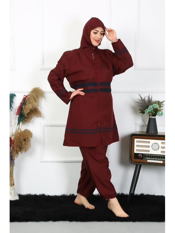 Akbeniz Büyük Beden Tesettür Mayo 7XL-8XL-9XL-10XL Bordo 55010