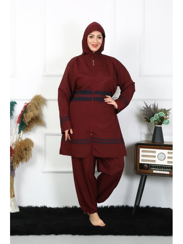 Akbeniz Büyük Beden Tesettür Mayo 7XL-8XL-9XL-10XL Bordo 55010