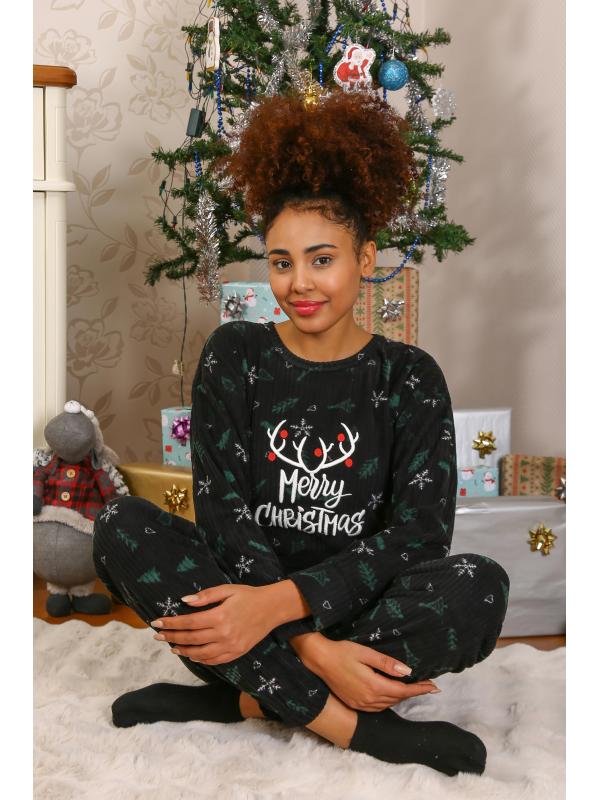 Akbeniz Merry Christmas Welsoft Polar Kadın Pijama Takımı 8514