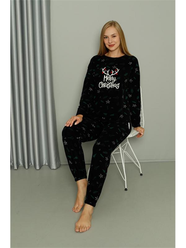 Akbeniz Merry Christmas Welsoft Polar Kadın Pijama Takımı 8514