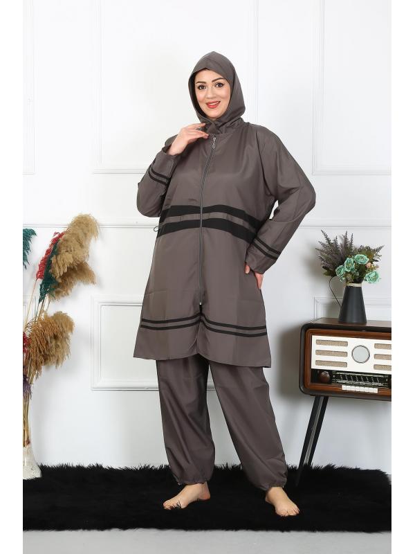 Akbeniz Büyük Beden Tesettür Mayo 7XL-8XL-9XL-10XL Füme 55010