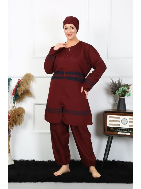 Akbeniz Büyük Beden Tesettür Mayo 7XL-8XL-9XL-10XL Bordo 55010