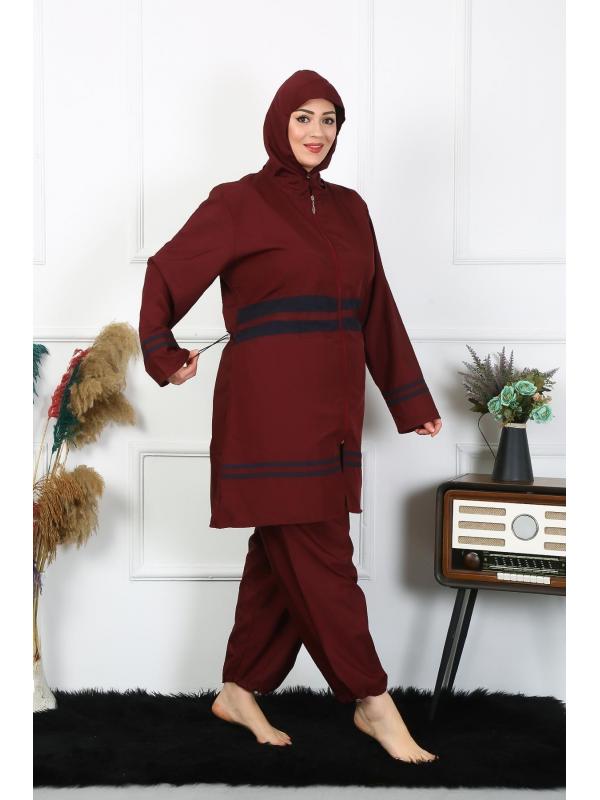 Akbeniz Büyük Beden Tesettür Mayo 7XL-8XL-9XL-10XL Bordo 55010