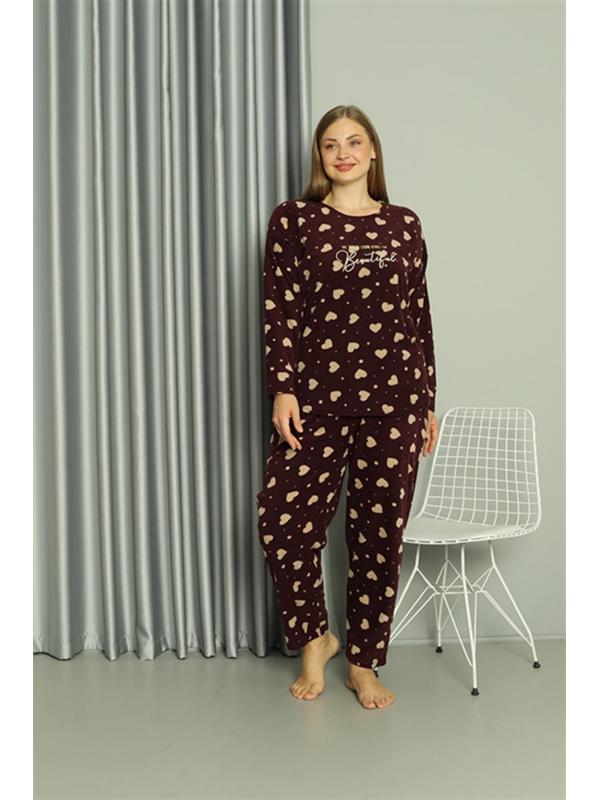 Akbeniz Welsoft Polar Kadın Büyük Beden Pijama Takımı 808041