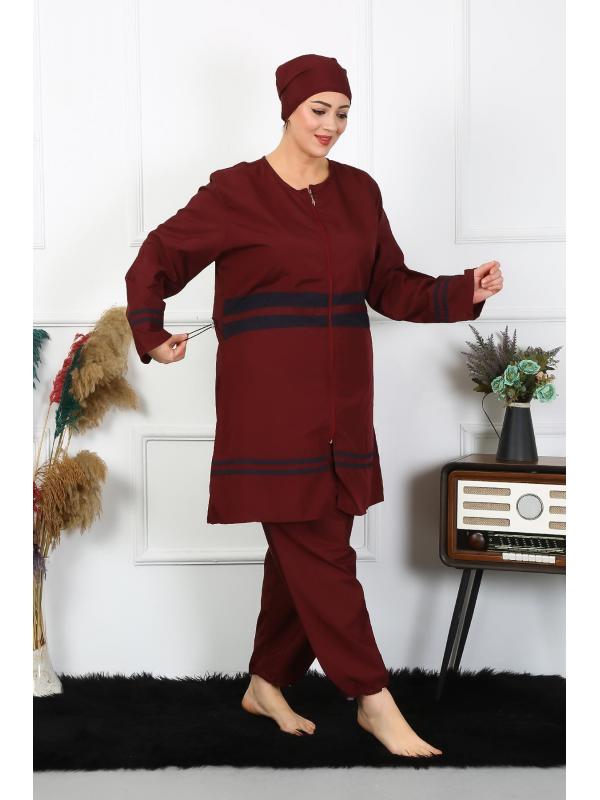 Akbeniz Büyük Beden Tesettür Mayo 7XL-8XL-9XL-10XL Bordo 55010