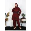 Akbeniz Büyük Beden Tesettür Mayo 7XL-8XL-9XL-10XL Bordo 55010