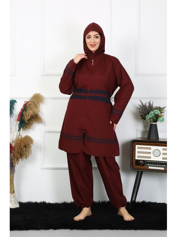 Akbeniz Büyük Beden Tesettür Mayo 7XL-8XL-9XL-10XL Bordo 55010