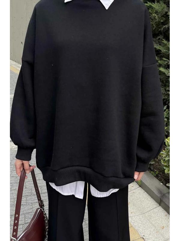 Bisiklet Yaka Oversize Sweat