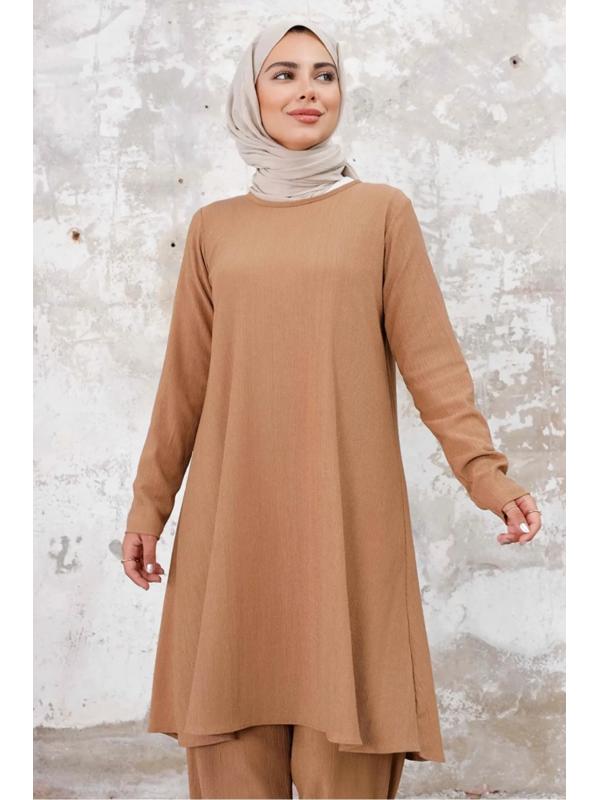 Seyal Tunik Pantolon Bürümcük Takım 1252 - Vizon