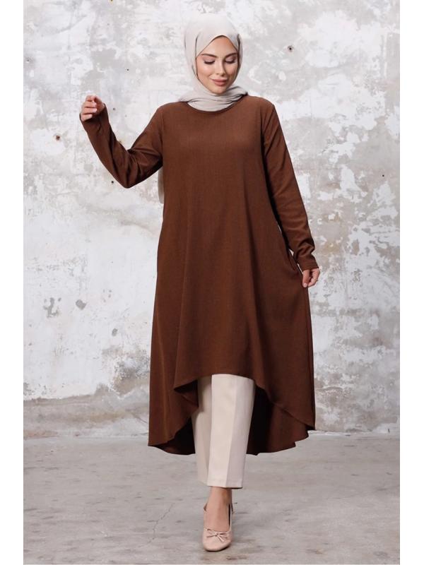 Asimetrik Kesim Tunik 1253 - Kahve