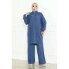 Fermuarlı Tunik Pantolon Triko Takım 1126 - İndigo