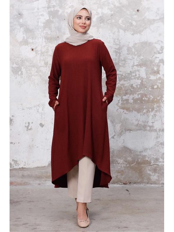 Asimetrik Kesim Tunik 1253 - Bordo