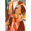 Karışık Renkli Kimono Pantolon İkili Takım 1109 - Kahve