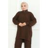 Fermuarlı Tunik Pantolon Triko Takım 1126 - Acı Kahve