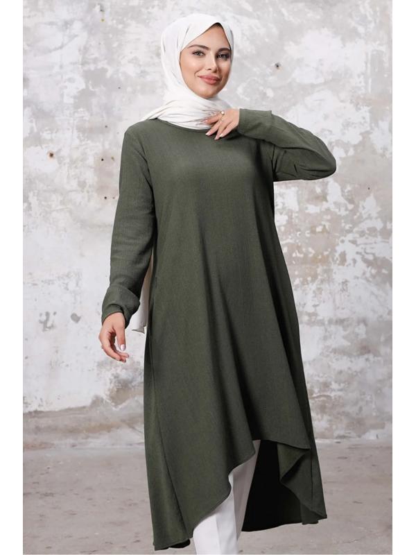 Asimetrik Kesim Tunik 1253 - Haki