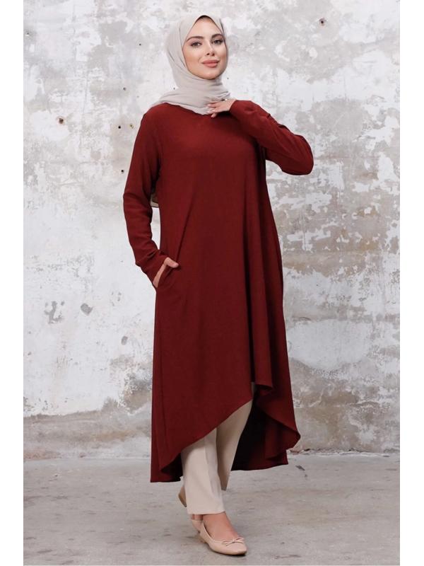 Asimetrik Kesim Tunik 1253 - Bordo